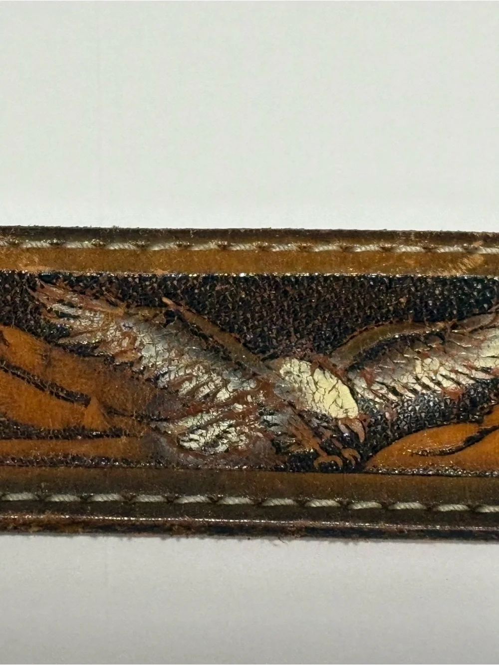 Vintage Western Full Grain Cowhide Belt in Rich Brown